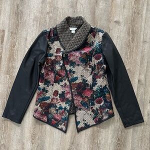 Christopher & Banks Floral Blazer with Black Sleeves